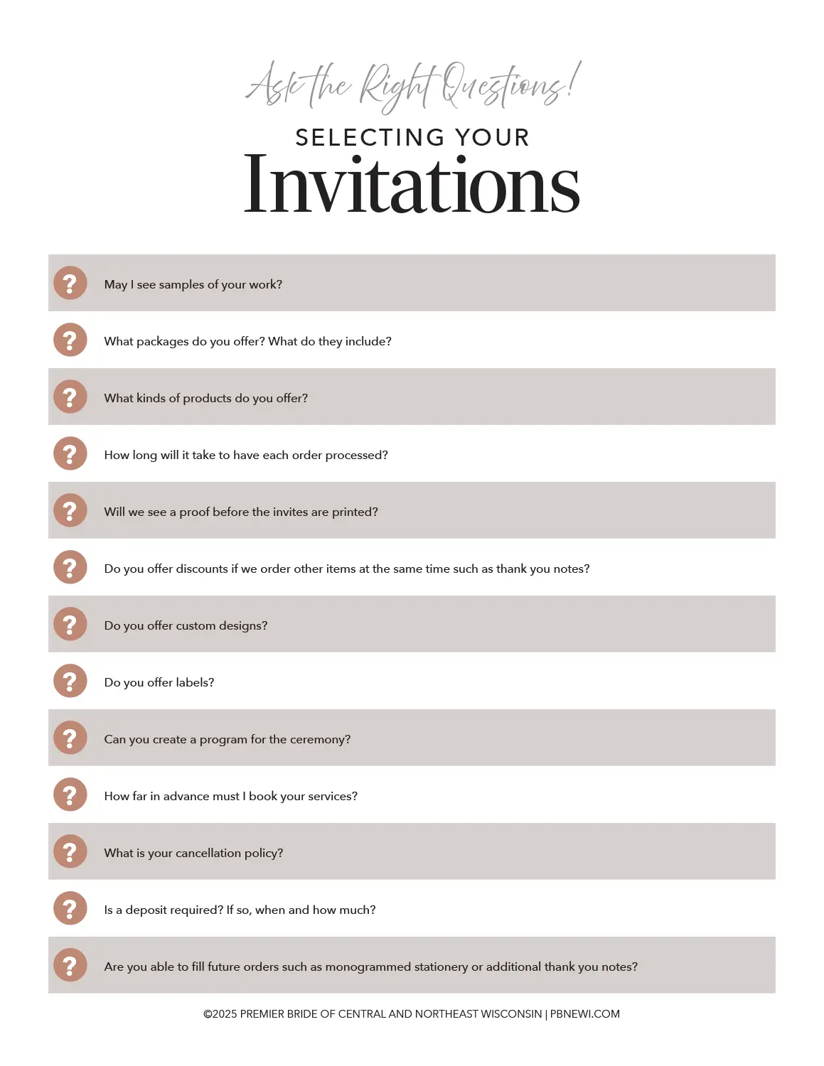 Download our Questions to Ask Checklists