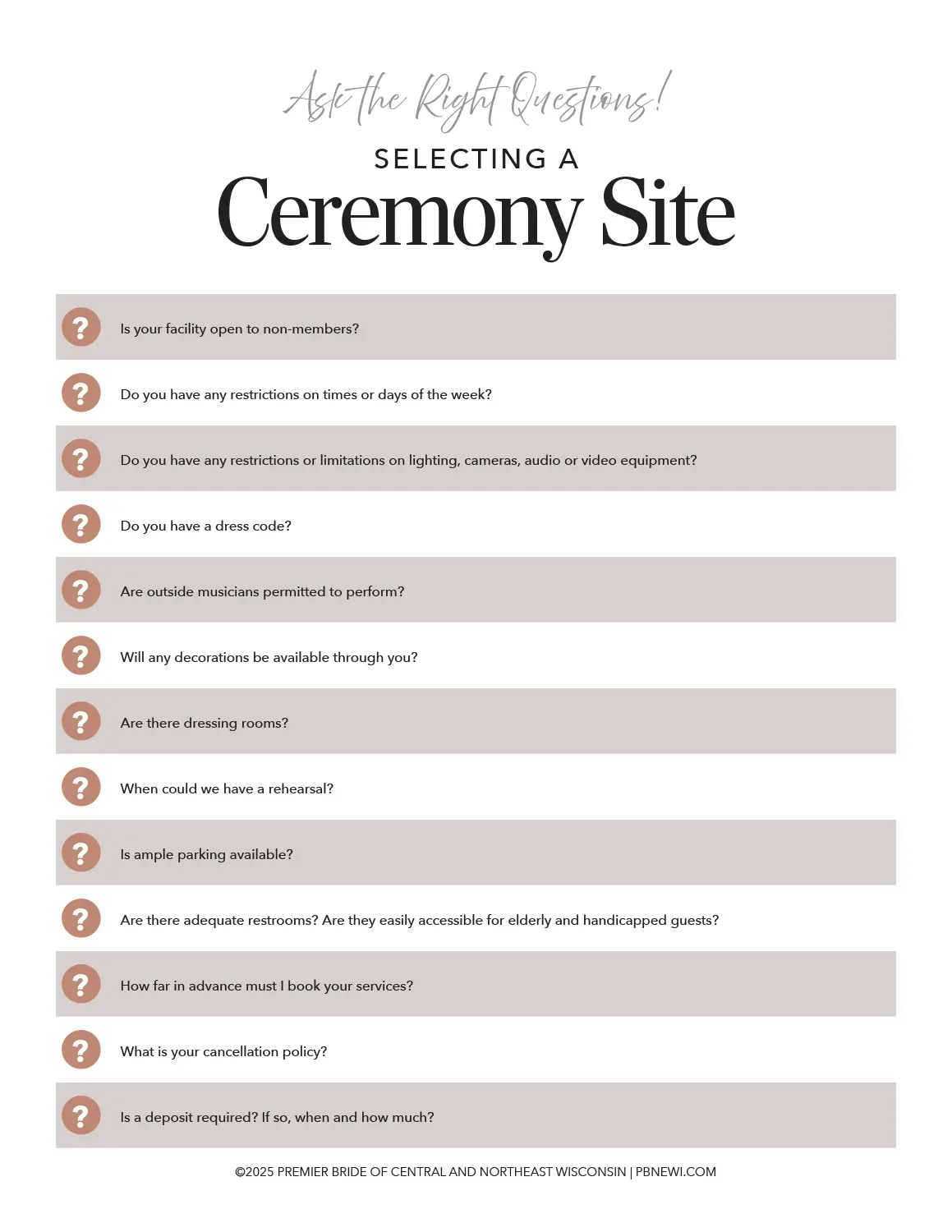 Download our Questions to Ask Checklists