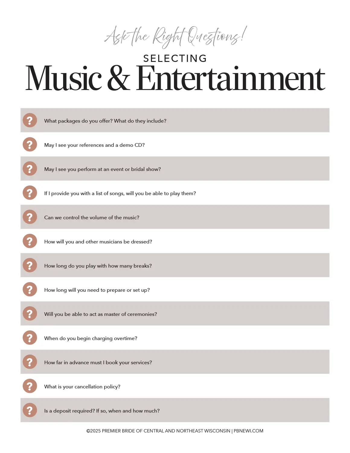 Download our Questions to Ask Checklists