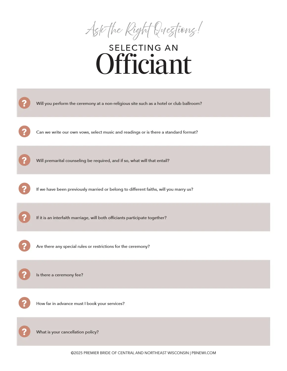 Download our Questions to Ask Checklists