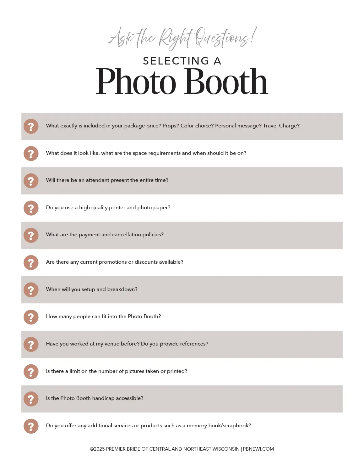 Download our Questions to Ask Checklists