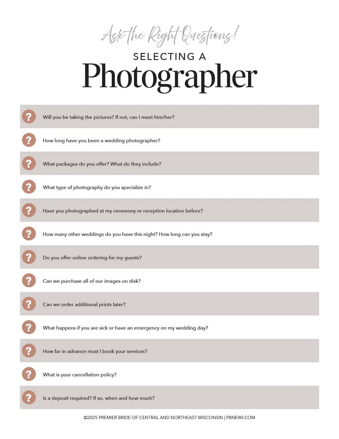 Download our Questions to Ask Checklists