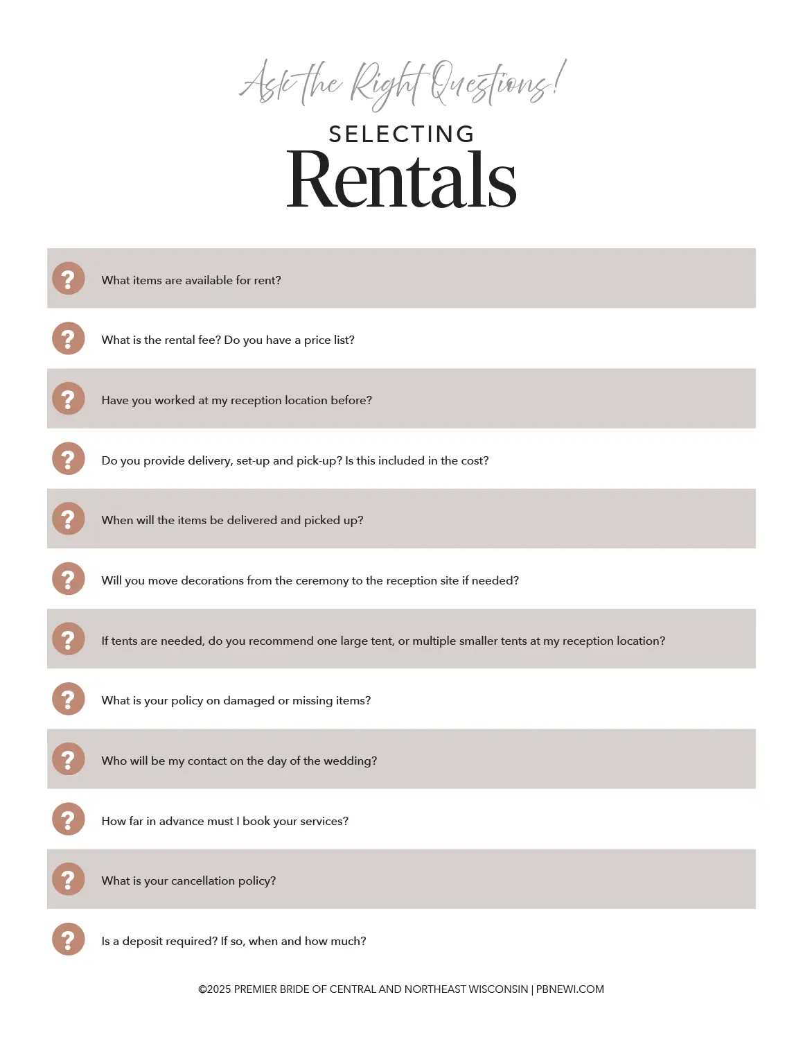 Download our Questions to Ask Checklists