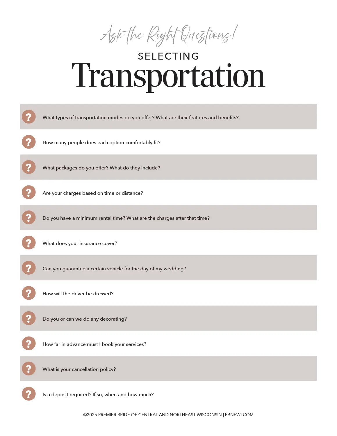 Download our Questions to Ask Checklists