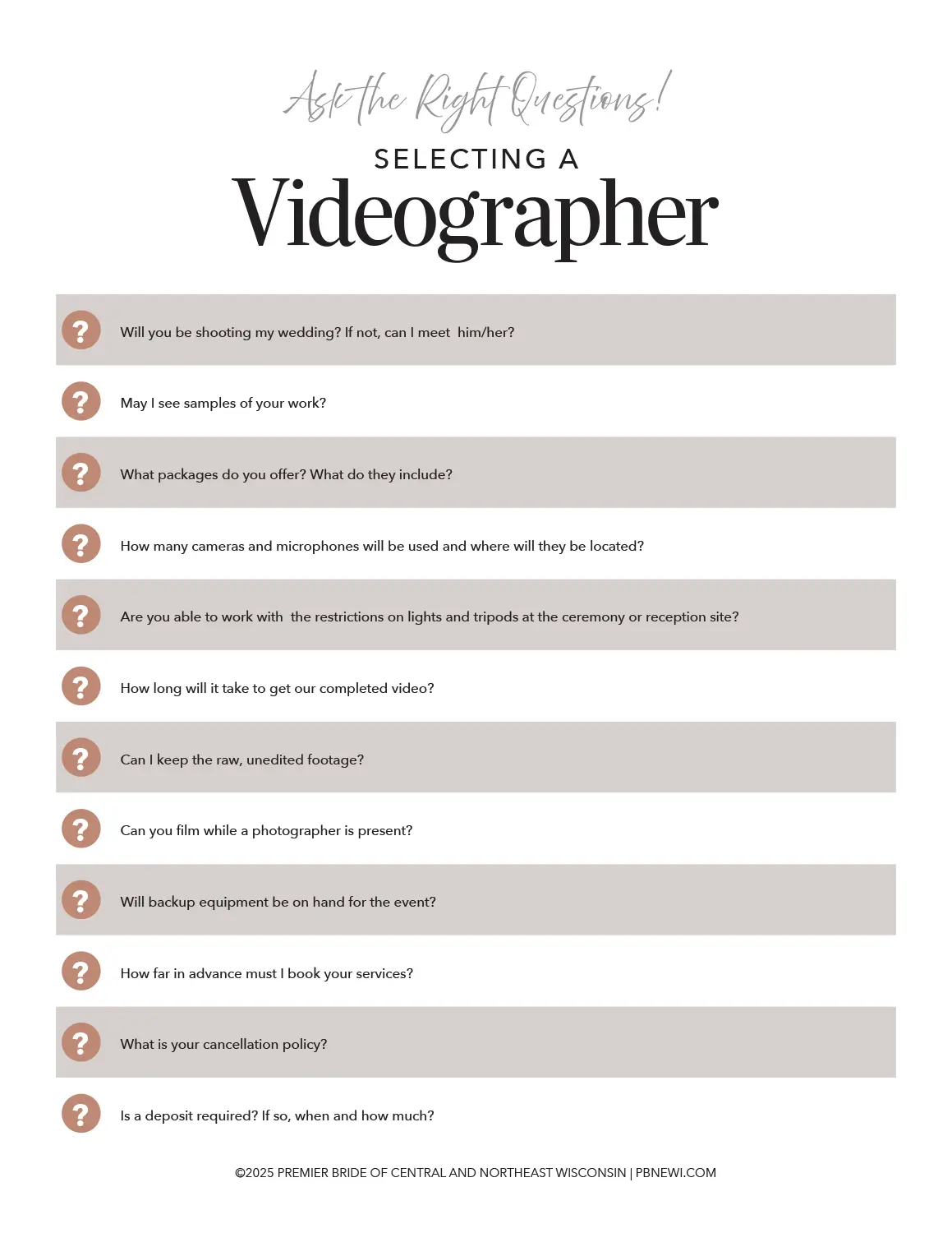 Download our Questions to Ask Checklists