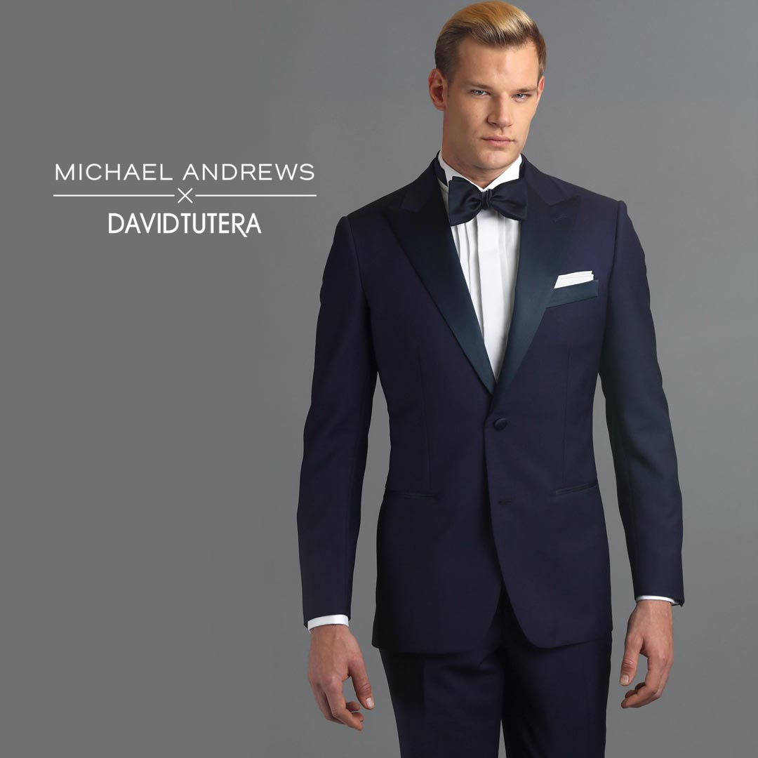 Navy One-Button Tuxedo with Navy Satin Trim