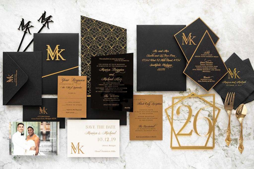 Black and Gold Wedding Invitations