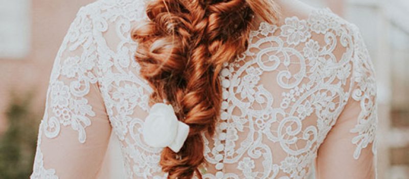 Red Haired bride with waterfall braid